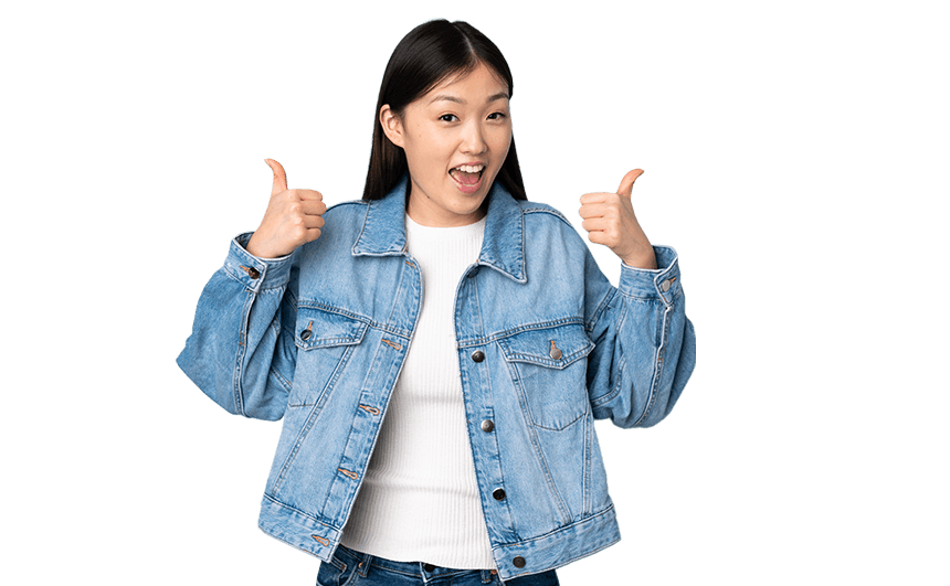 雙手比讚女孩圖